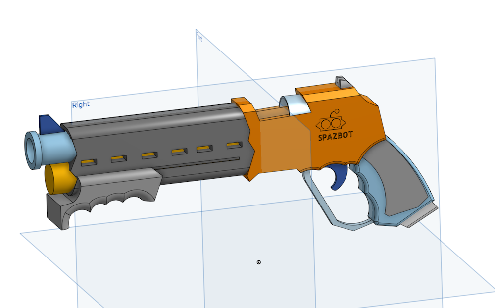 A CAD render of a shotgun.